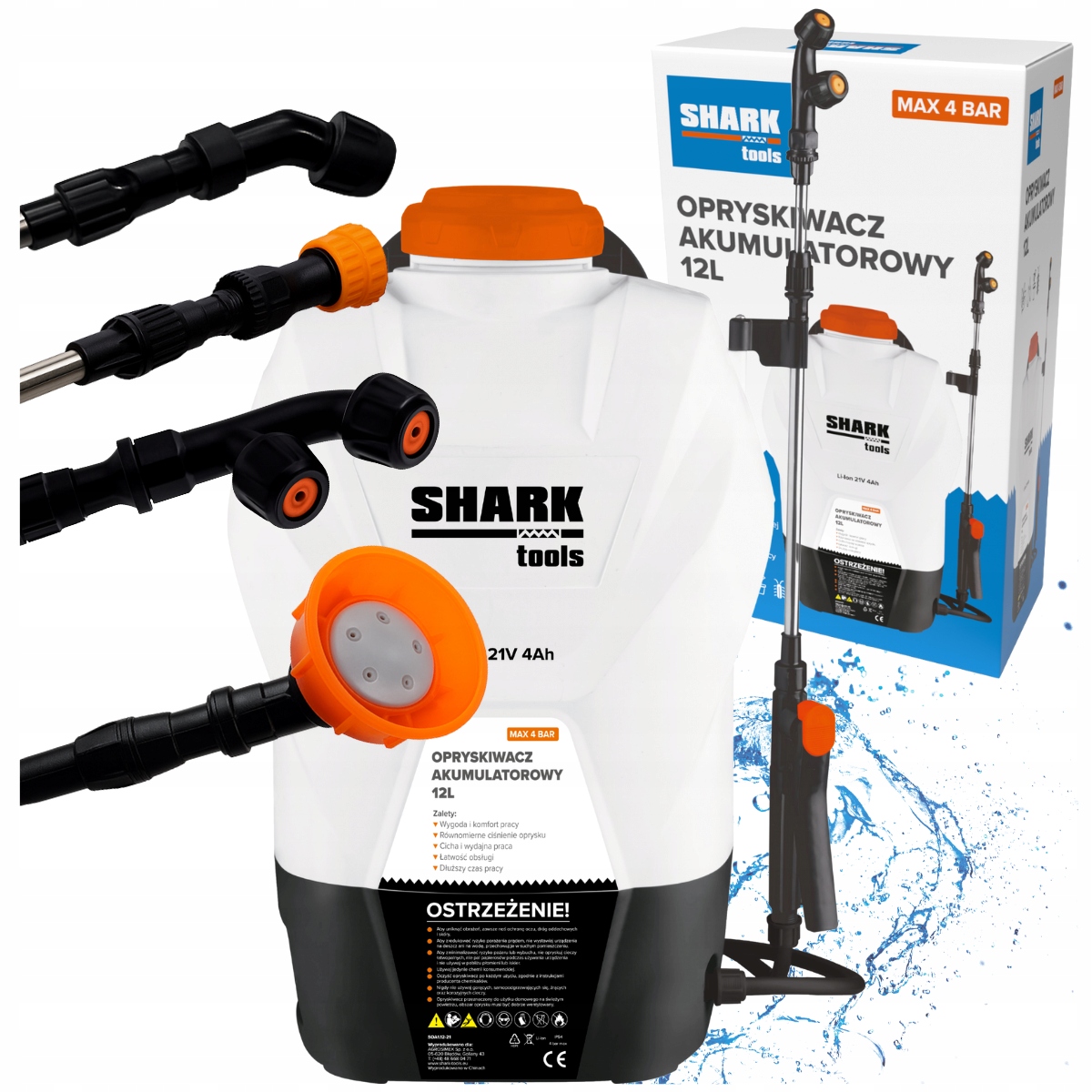 12L akumulátorový postrekovač - elektrický batoh Shark Tools